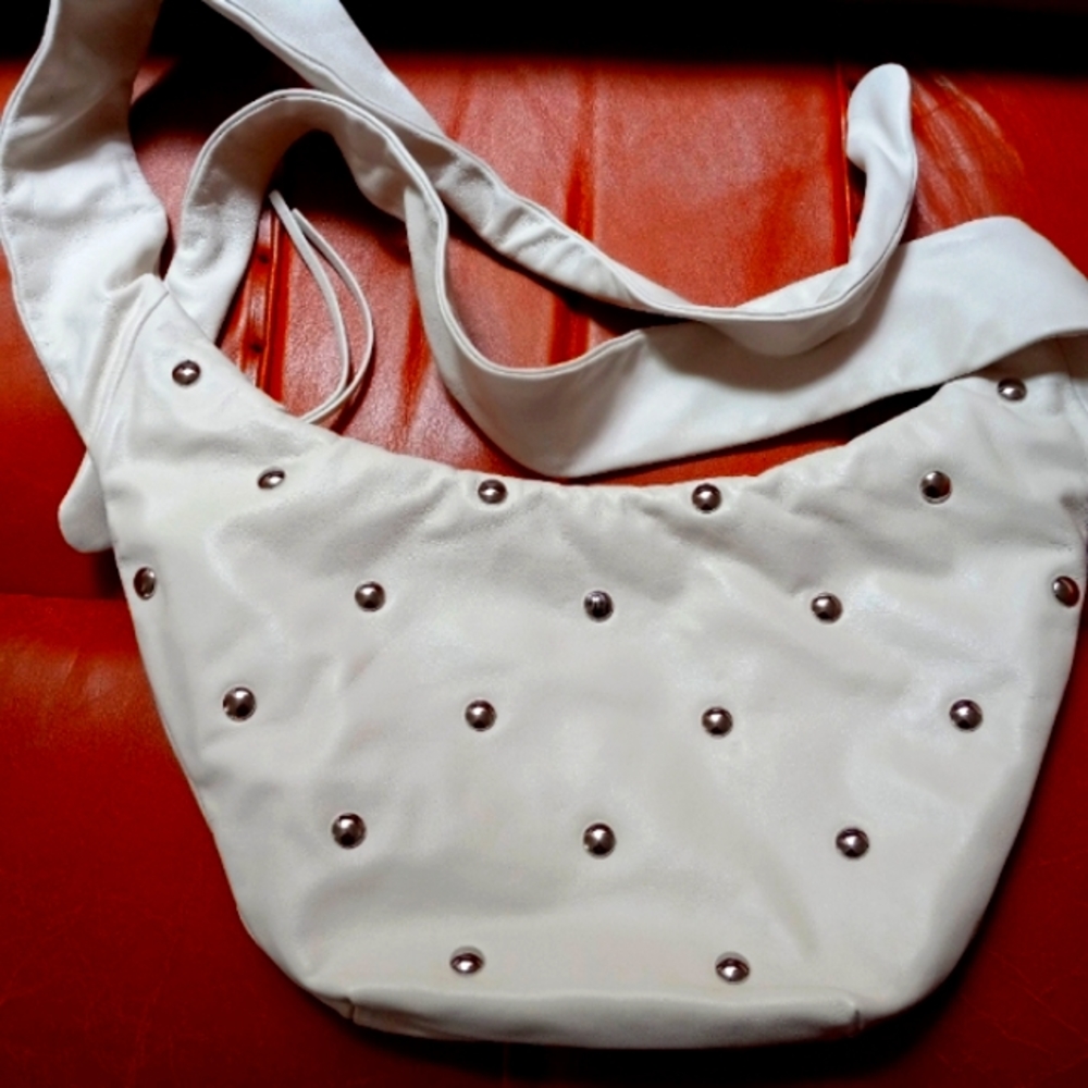 MAJE bow LEATHER BELT BAG STUD white